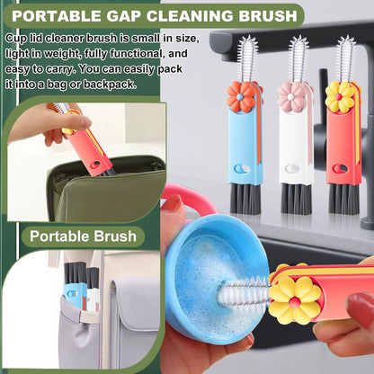 3 in 1 Cup Lid Cleaning Brush, Portable Cup Cleaner Brush, New Water Bottle Lid Cleaner Brush, Multifunctional Cleaning Brush - Home Kitchen Cleaning Tools for Tight Spaces & Bottle Gaps, 3 PCS