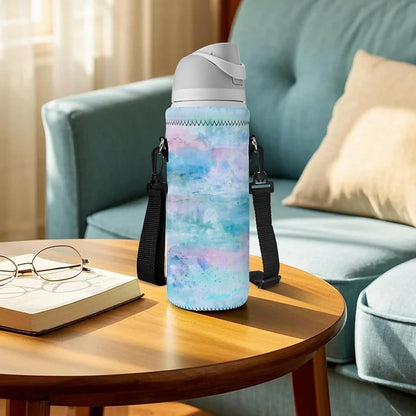 RICHEN Neoprene Water Bottle Carrier Bag with Adjustable Shoulder Strap,Insulated Water Bottle Cover for Stainless Steel/Glass/Plastic Bottles
