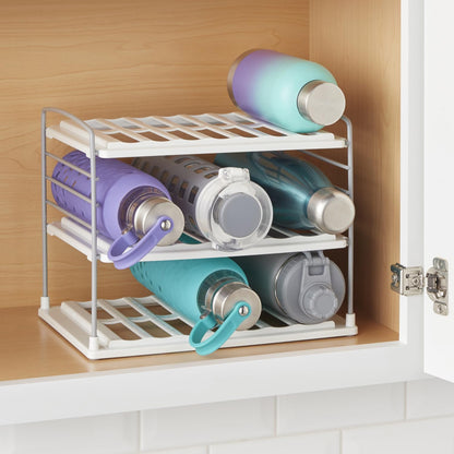 YouCopia UpSpace Water Bottle and Travel Mug Cabinet Organizer, Adjustable Storage Rack for Kitchen Organization, 3-Shelf