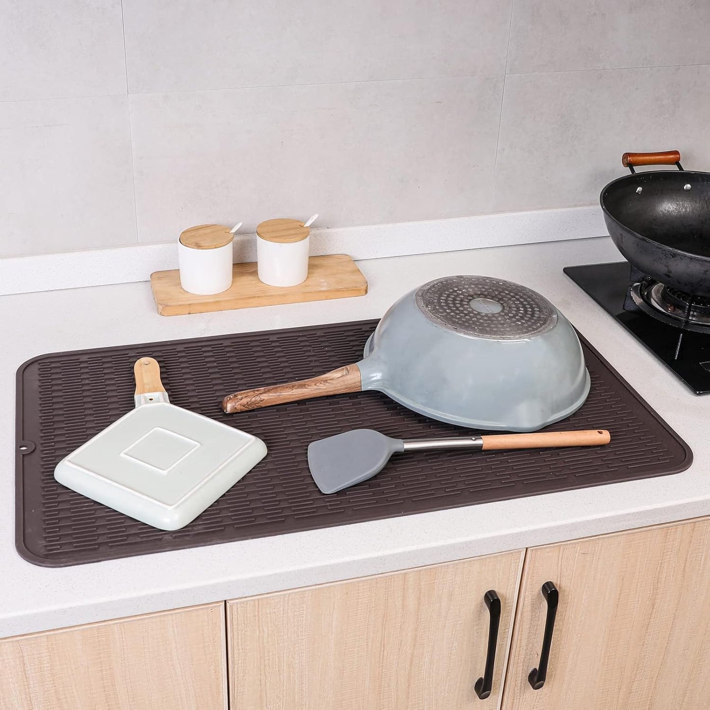 MicoYang Silicone Dish Drying Mat for Multiple Usage,Easy clean,Eco-friendly,Heat-resistant Silicone Mat for Kitchen Counter,Sink,Bar,Bottle,or Cup Green M 17 inches x 6 inches