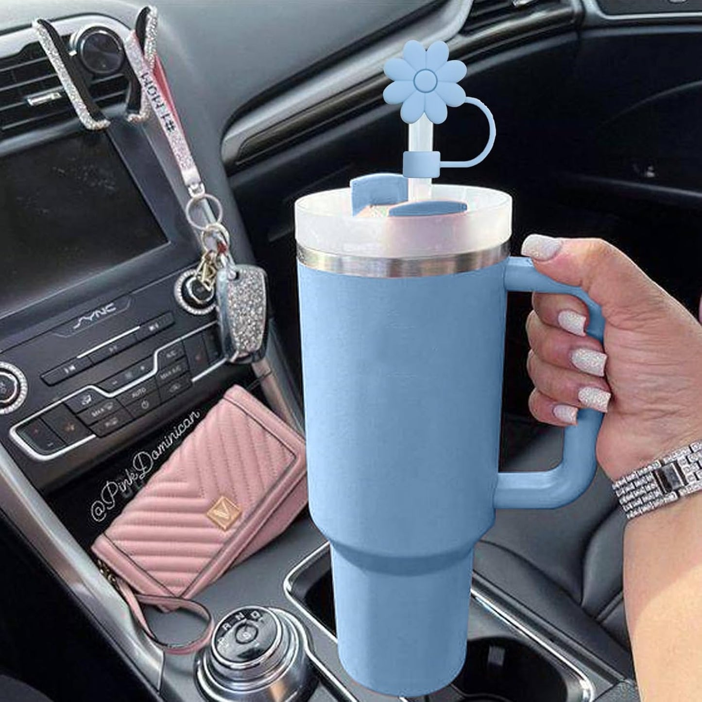 Flower Straw Covers Toppers for Stanley Cups 30&40 Oz Tumbler with Handle Accessories 4PCS Silicone Straw Caps Reusable Straws Tips Protectors for Stanley Cup 10mm 0.4in Straws,Off White