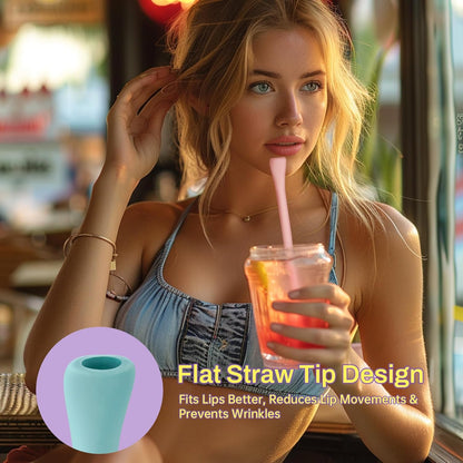 NiHome 6PCS Silicone Anti-Wrinkle Straws Fit for 40oz 30oz Stanley Tumblers w/Brushes, Customizable Length Wrinkle Free Straws for Various Size Cups, No Wrinkle Reusable Straws for Lip (Macaron)
