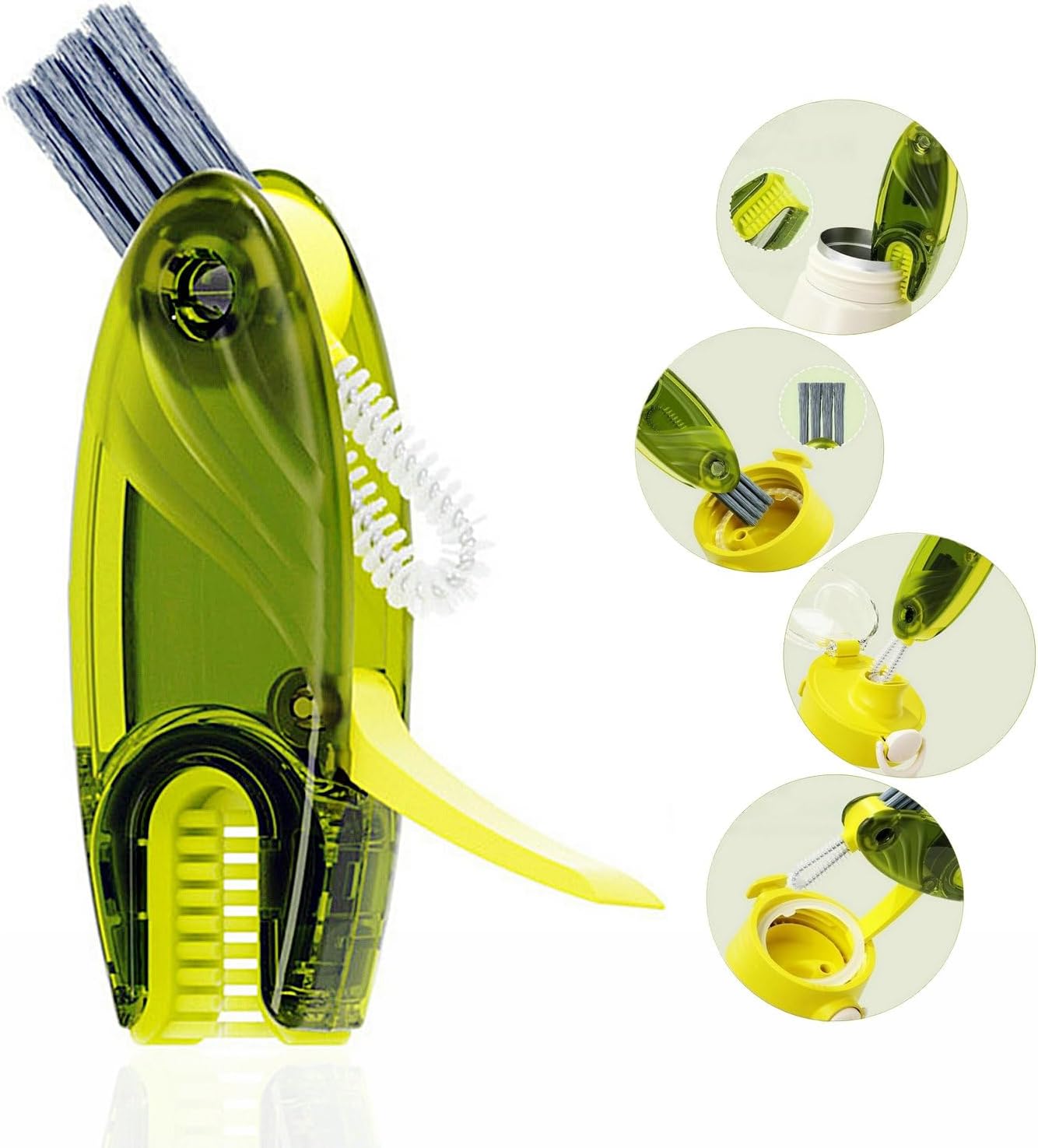 4 in 1 Multifunctional Cup Lid Cleaning Brush Set, 1pc Bright Blue, Plastic