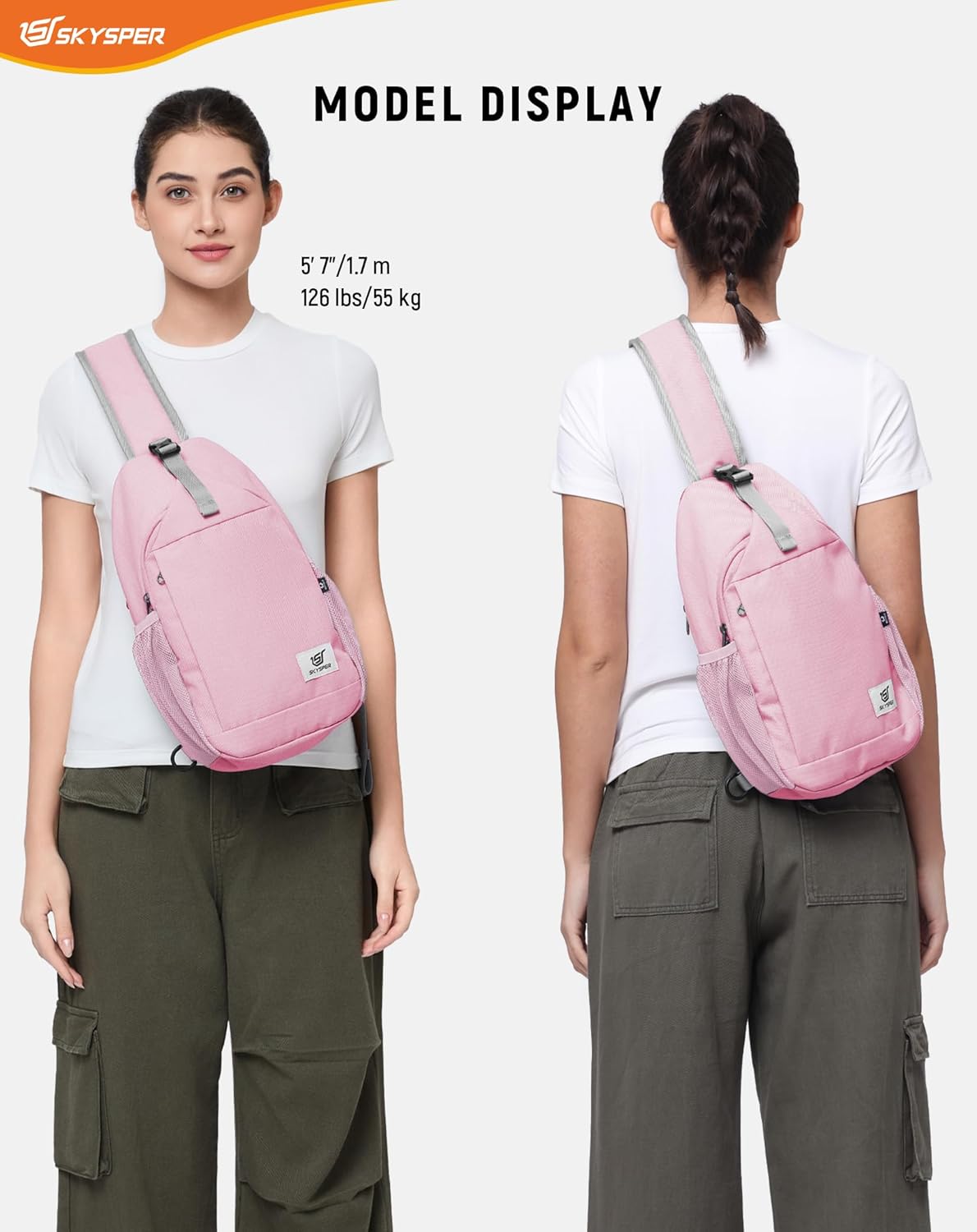 SKYSPER Sling Bag RFID Cross Body Bag Recycled Crossbody Backpack Travel Daypack