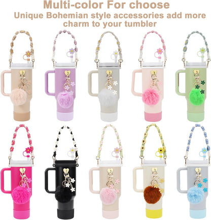 3tyto 13 Pcs Stanley Cup Accessories Set Including Water Bottle Handle Strap, Siliocne Stanley Cup Boot, Siliocne Straw Cover, Stanley Charms for Stanleys Cup 40oz & 30oz Tumbler
