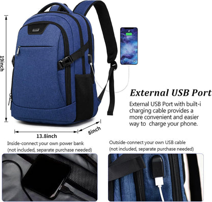 DUSLANG 17 Inch Laptop Backpack for Travel Water Resistant College Backpack for Men/Women Laptop Bag with USB Charging Port,Black - Colors B