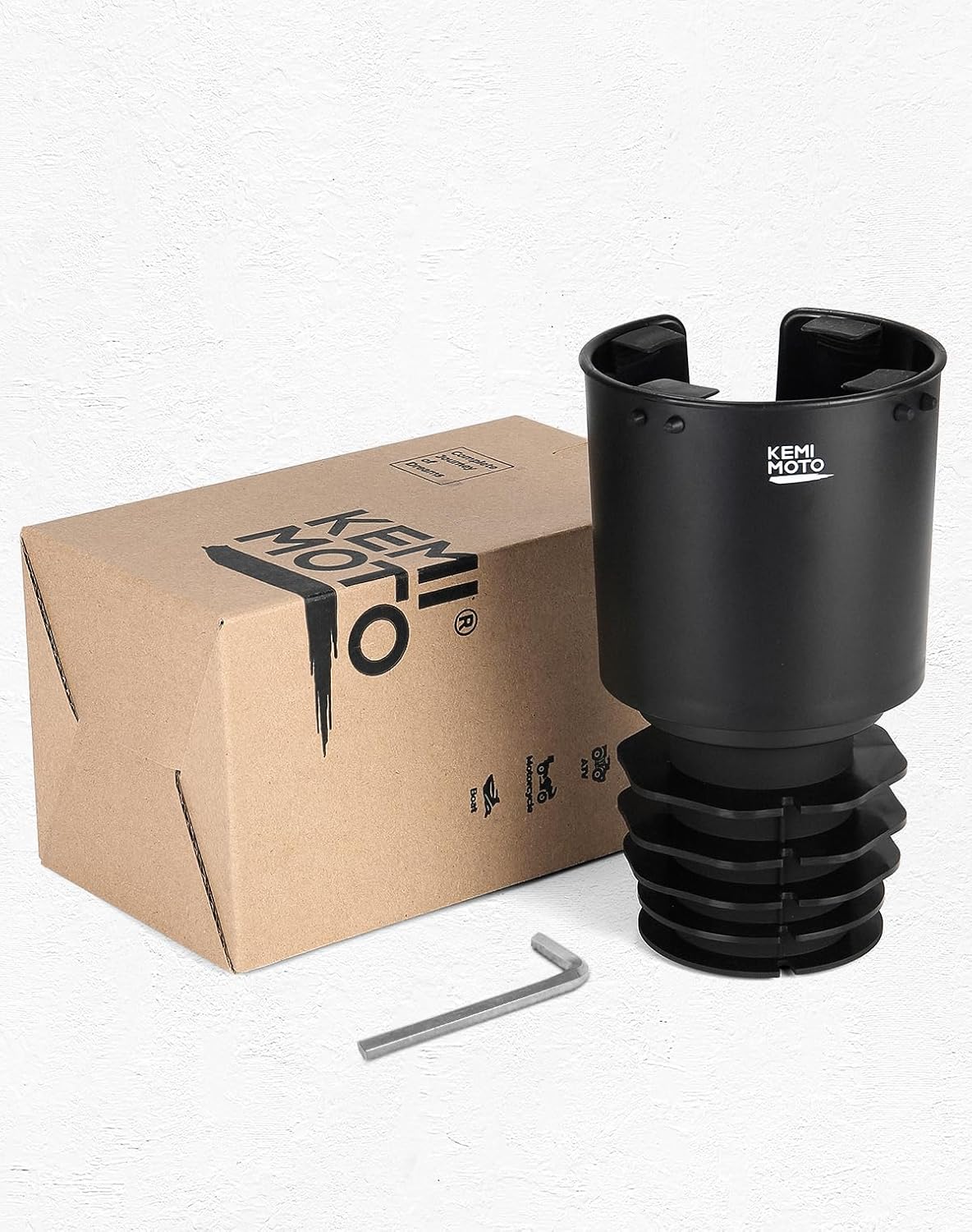 KEMIMOTO Upgraded Car Cup Holder Expander Long Base Model, Compatible with Hydro Flasks Yeti Stanley, Large Cup Holder Adapt 18-40oz Bottles, Fits for Universal Vehicles, Golf Carts, UTVs
