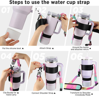 EasyAcc Water Bottle Holder Strap Sling, for Owala FreeSip 24 32 40 oz, Hydro Flask, Cirkul, Yeti, Stanley Flip, Universal Water Bottles, with Carabiner, for Walking Curise Travel (Bottle Excluded)
