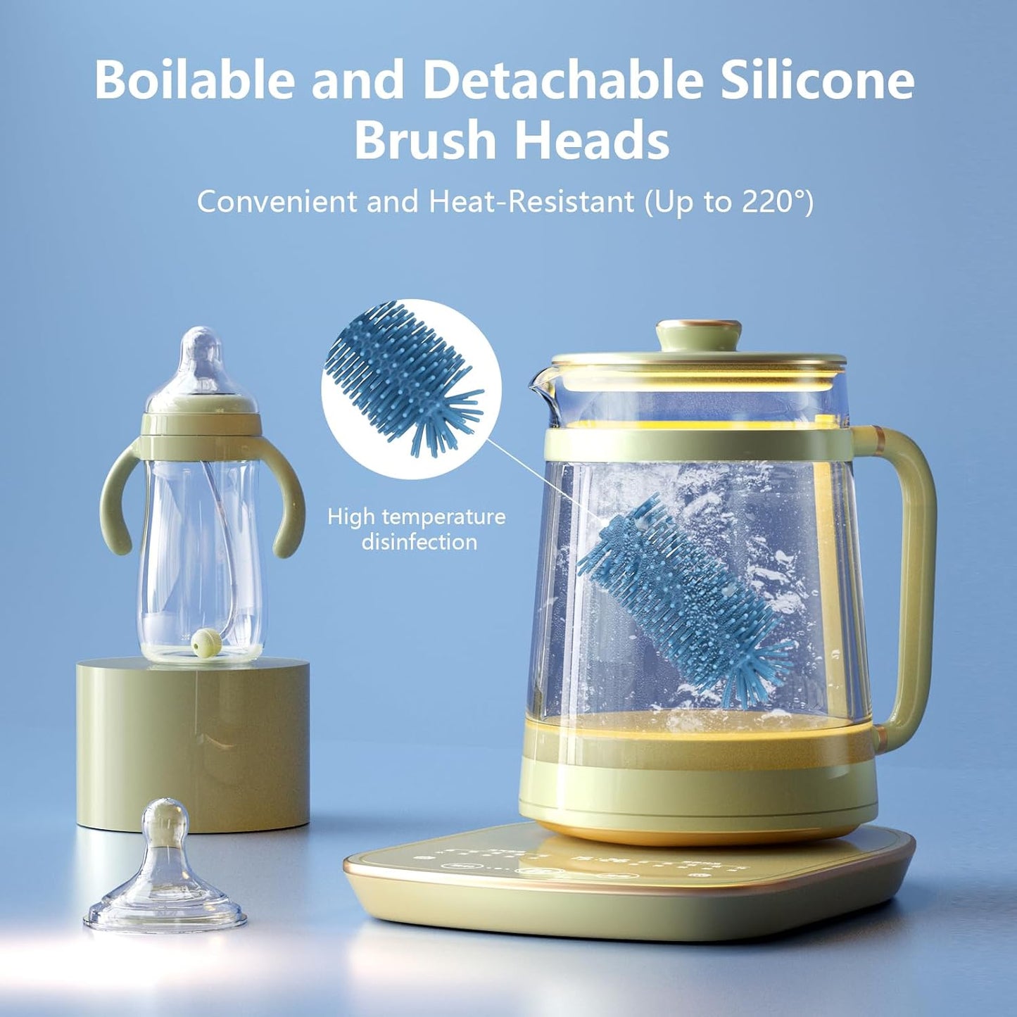 Silicone Cleaning Brush Kit – Household Cleaning Brushes for Bottles and Crevices – Food-Grade Silicone: Dishwasher Safe