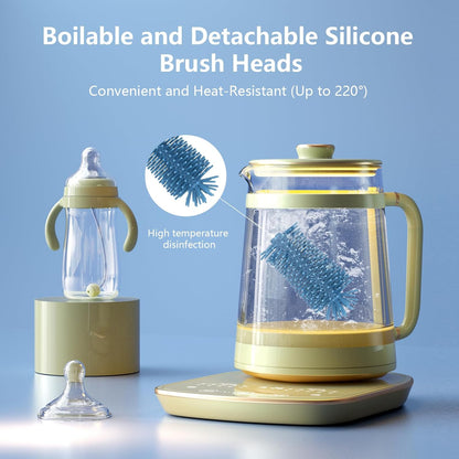 Silicone Bottle Cleaning Brush,Baby Travel Essential Bottle Brush Set, 3 in 1 Silicone Brush, Nipple Brush, Straw Brush