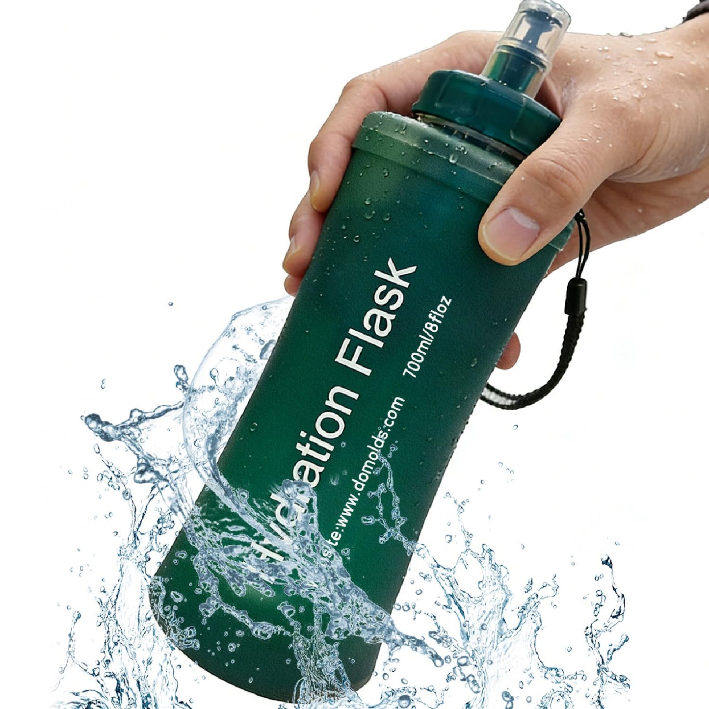 AXEN Collapsible Water Bottle with Filter System, Soft Hydration Flask for Trail Running, Camping, Hiking, Cycling, 700ml Slate Green