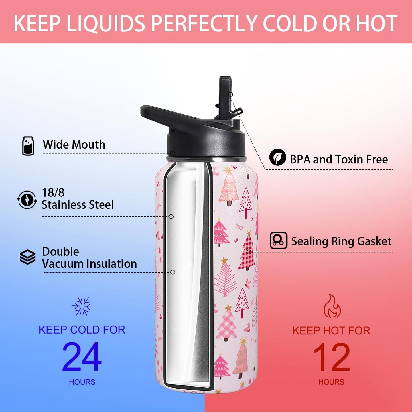 32 oz Pickleball Insulated Water Bottle with Straw - Pickleball Gym Hiking Sports Coffee Mug | Perfect Pickleball Gifts for Women, Pickleball Decor Accessories