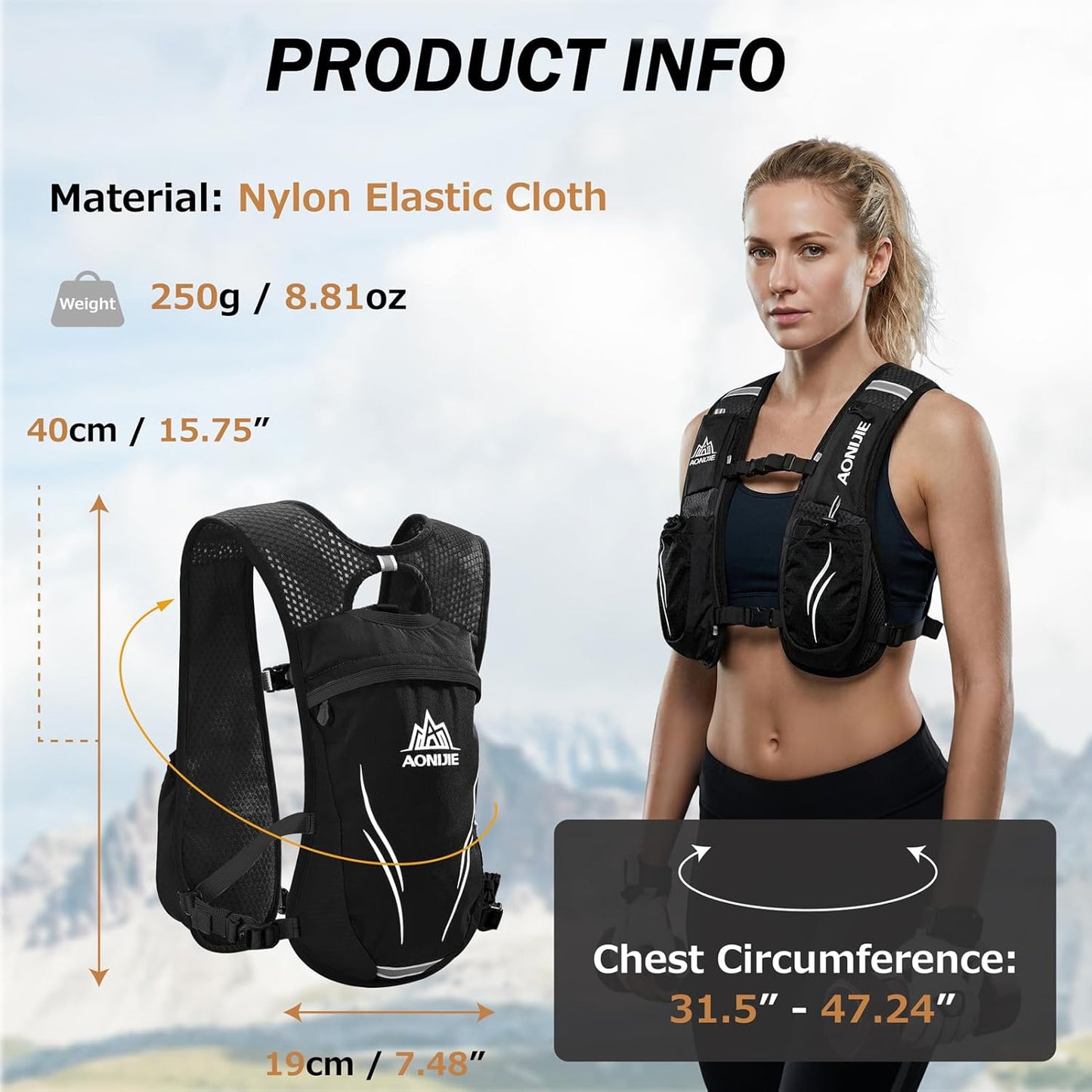 Azarxis Running Water Bottles Flask BPA Free Leakproof Hydration Vest Packs Waist Belt Replacement for Triathlon Marathon Hiking Cycling Climbing Runner