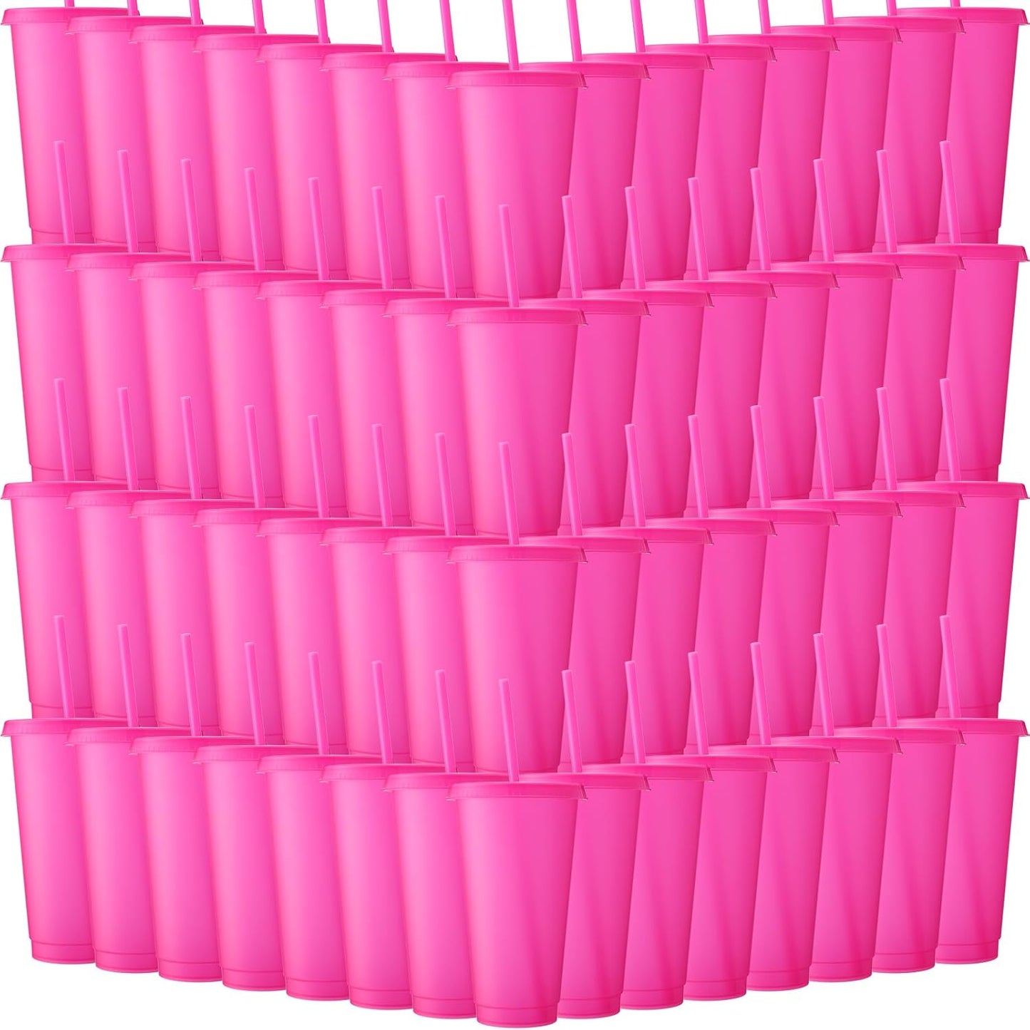 Honeydak 15 Pack Tumbler with Straw and Lid Bulk Cups for Gifts Water Bottle Iced Coffee Travel Mug Cup Reusable Plastic Tumblers for Party Birthdays 24-27 oz (Solid Color)