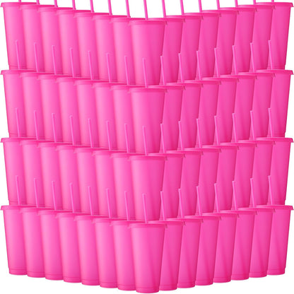 Honeydak 15 Pack Tumbler with Straw and Lid Bulk Cups for Gifts Water Bottle Iced Coffee Travel Mug Cup Reusable Plastic Tumblers for Party Birthdays 24-27 oz (Solid Color)