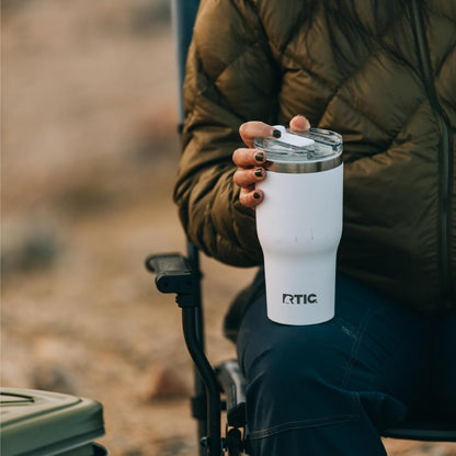 RTIC 20oz Essential Tumbler with Lid, Ceramic Lined, Insulated, Stainless Steel, Metal, Double Wall Vacuum-Insulation, Travel Cup for Iced Coffee, Tea, Hot and Cold Drink, Graphite