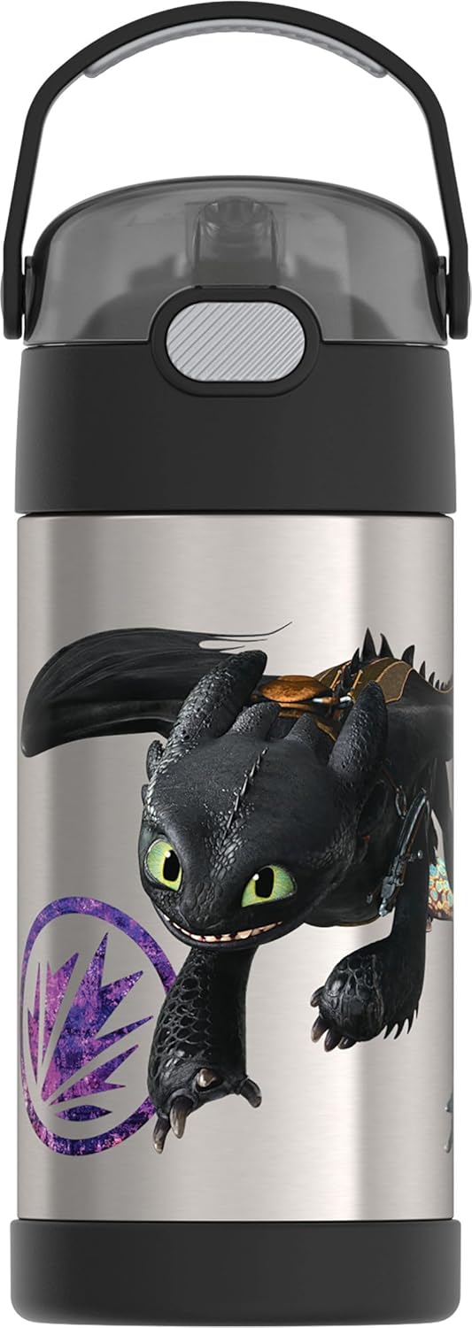 THERMOS FUNTAINER Water Bottle with Straw - 12 Ounce - Kids Stainless Steel Vacuum Insulated Water Bottle with Lid, Bluey - Colors A