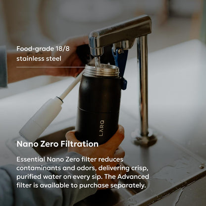 LARQ PureVis 2 Self Cleaning Water Bottle - UV Water Purifier with Filter Straw, Smart App Hydration Tracking, Insulated Stainless Steel