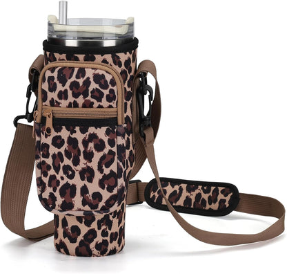 GOEWY Water Bottle Carrier Bag for Stanley 40/30 oz Tumbler with Phone Pocket Neoprene Water Bottle Holder with Shoulder & Handheld Strap Stanley Cup Accessories