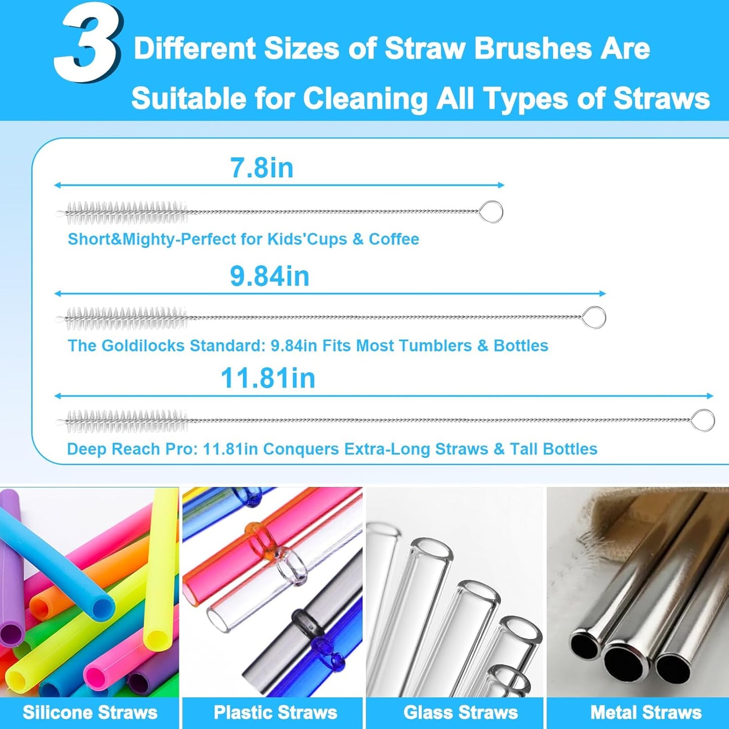 XANGNIER 5 Pcs Water Bottle Cleaner Brush Set for Owala 24oz/32oz/40oz Cup,Multifunctional Bottle Brush and Long Straw Cleaner Brush,Cleaning Kit for Owala/Stanley/Yeti Tumbler Cup Accessories