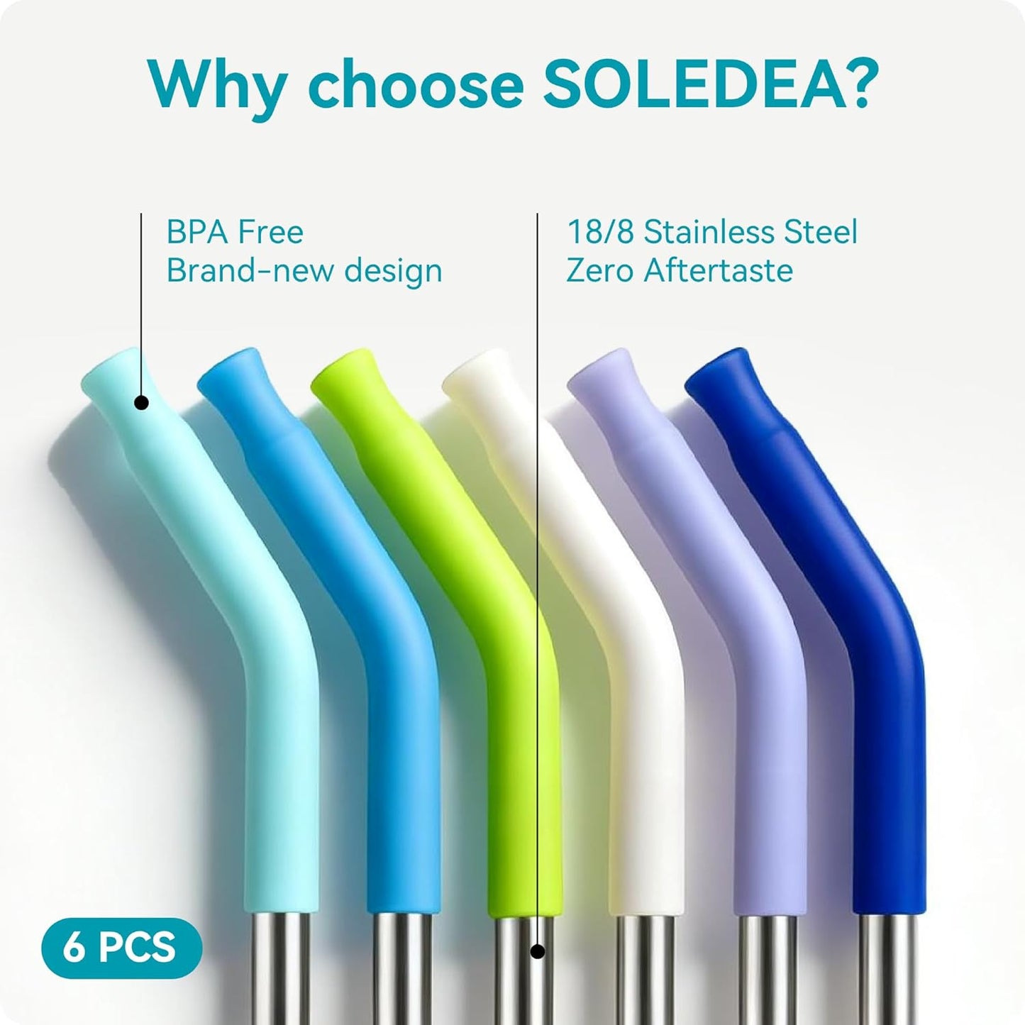 40 oz Straight Metal Straws for 40 oz Stanley Tumbler, 6 Pcs Stainless Steel Reusable Drinking Metal Straw with Colourful Silicone Tips,Straw for Glass Cups, BPA FREE