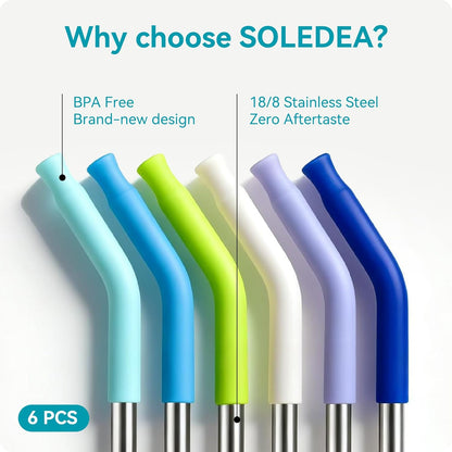 40 oz Straight Metal Straws for 40 oz Stanley Tumbler, 6 Pcs Stainless Steel Reusable Drinking Metal Straw with Colourful Silicone Tips,Straw for Glass Cups, BPA FREE