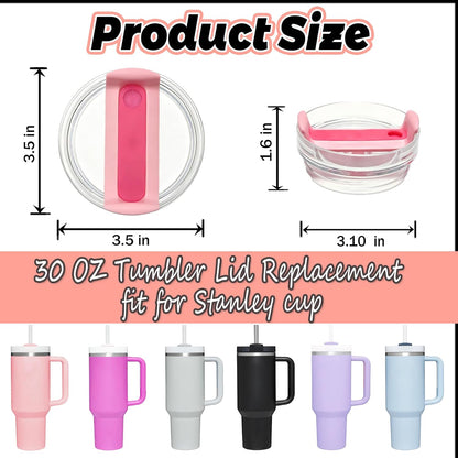 40 OZ Tumbler Lid Replacement Compatible for Stanley Quencher H2.0, 1 Pack BPA Free Clear Lid Replacement for Stanley Cup Accessories(Clear-White)