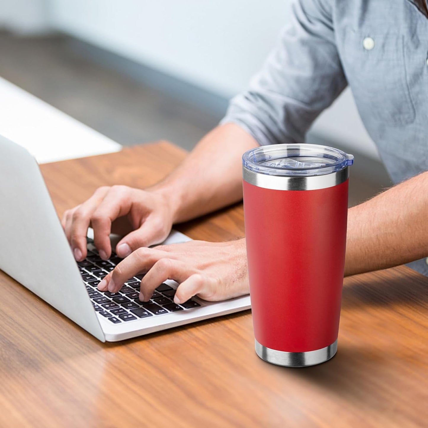 20oz Tumbler with Straw and Brush, Stainless Steel Vacuum Insulated tumbler, Double Wall Insulated Coffee Tumbler for Outdoor, Home, Travel,Office (Buff,1pcs)