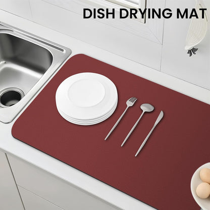 WISELIFE Dish Drying Mat Super Absorbent Drying Mat Large Dish Drying Mats for Kitchen Counter Easy Clean Dish Mat Kitchen Drying Mat15"x 18" Stylish Grey