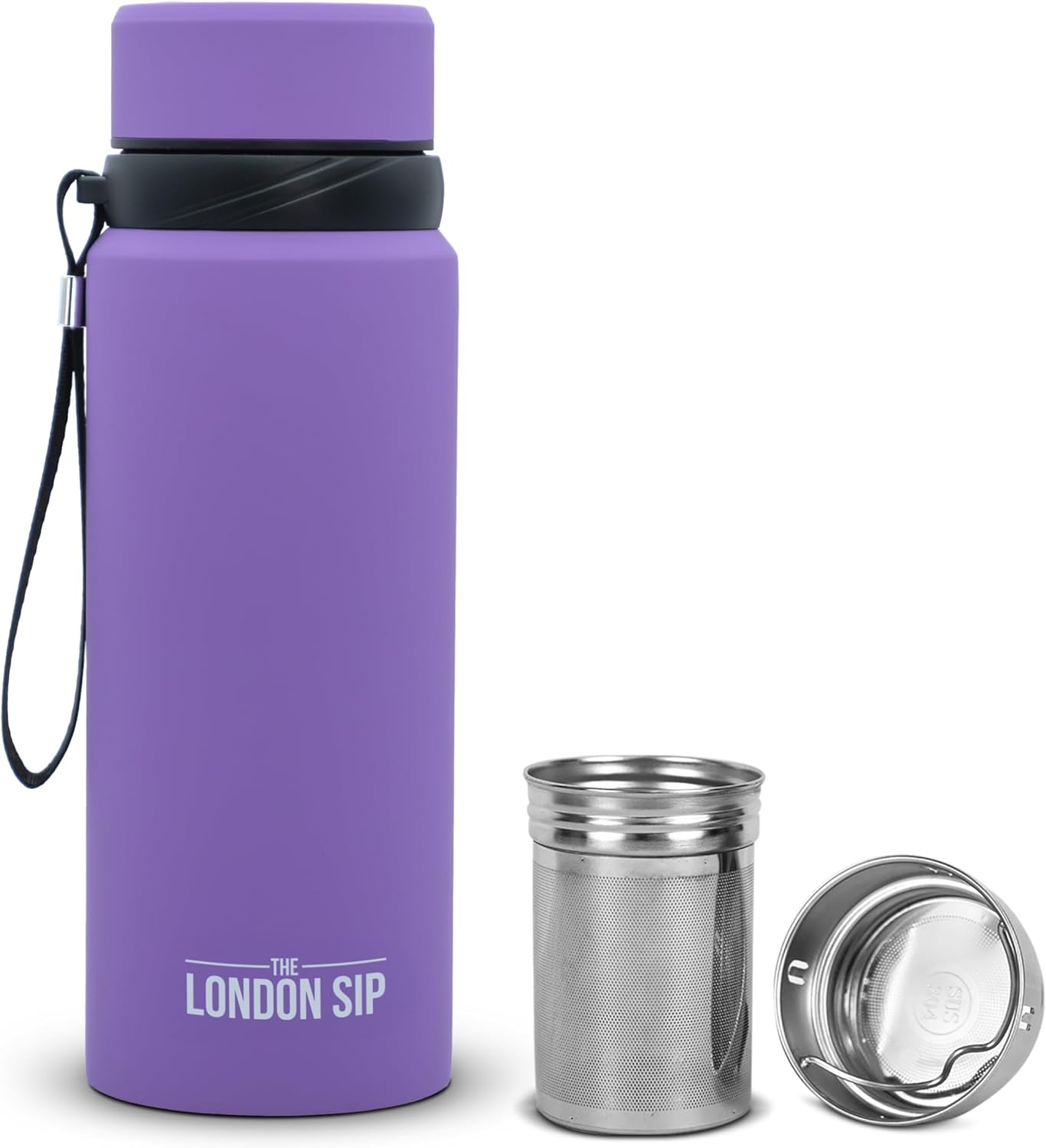 London Sip 25 oz Multi-Function Travel Mug and Tumbler Tea Infuser Water Bottle Fruit Infuser Flask Hot and Cold Double Wall Stainless Steel Coffee Thermos, Cosmic Silver