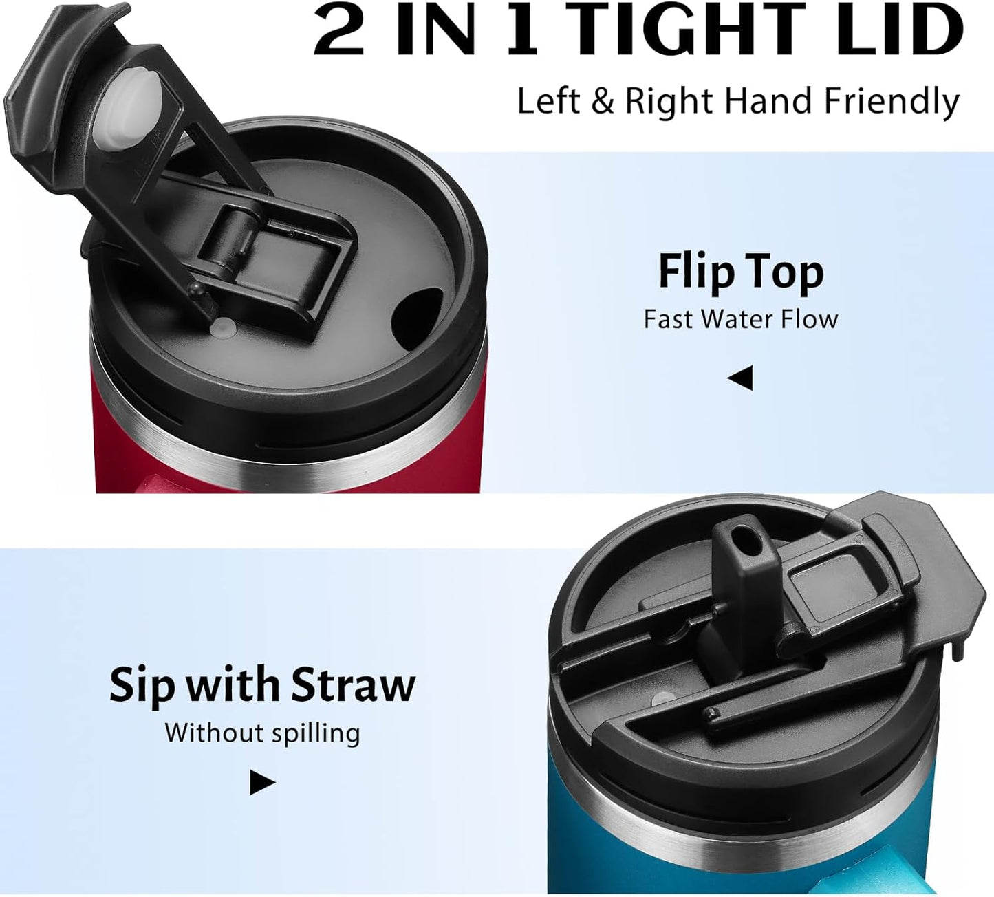 30 oz Tumbler with Handle and Straw - Keep Cold 36H & Hot 12H, Metal Coffee Cup with Lid (Straw & Flip Lid), 30oz Insulated Stainless Steel Thermal Mug, Leak-proof Travel Water Bottle