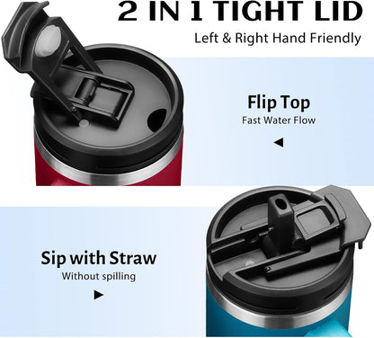 30 oz Tumbler with Handle and Straw - Keep Cold 36H & Hot 12H, Metal Coffee Cup with Lid (Straw & Flip Lid), 30oz Insulated Stainless Steel Thermal Mug, Leak-proof Travel Water Bottle