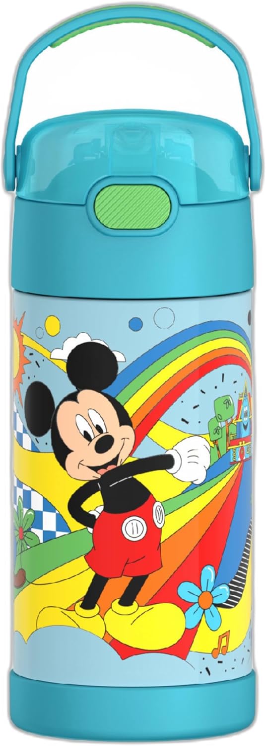 THERMOS FUNTAINER Water Bottle with Straw - 12 Ounce - Kids Stainless Steel Vacuum Insulated Water Bottle with Lid, Bluey - Colors B
