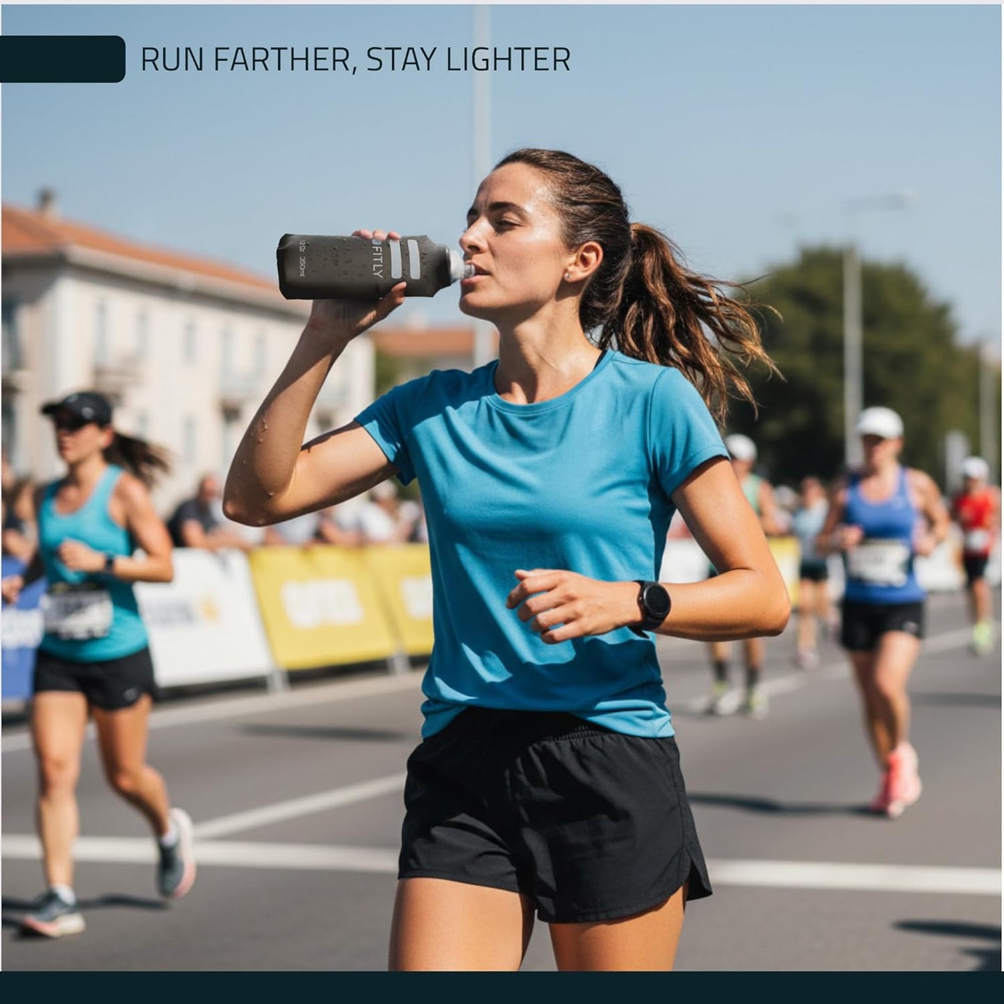FITLY Soft Flask - Shrink As You Drink Soft Water Bottle for Hydration Pack - Folding Water Bottle Ideal for Running, Hiking, Cycling, Climbing & Rigorous Activity