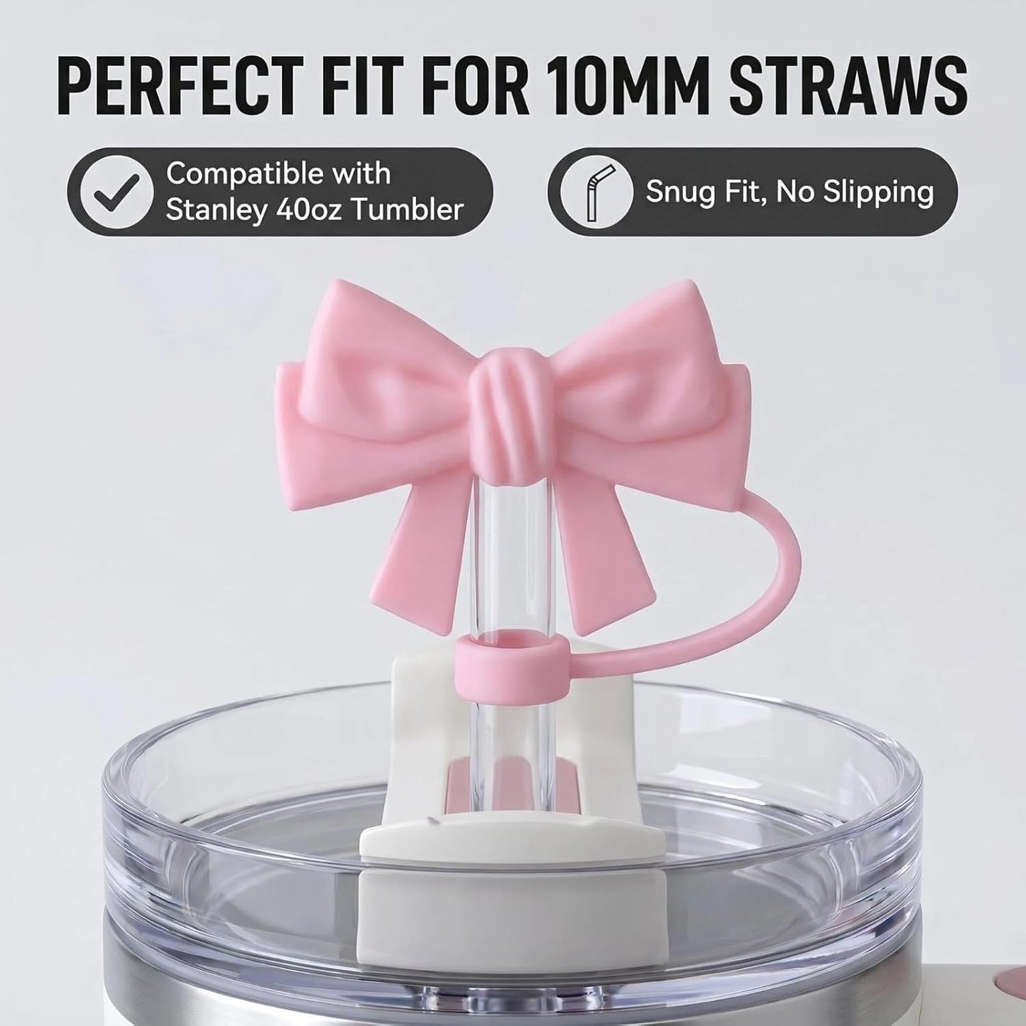 BTYHAOS Silicone Straw Caps for 10mm Tumblers | Reusable Dust-Proof Straw Toppers Compatible with Stanley 30oz & 40oz Tumblers (Purple Flower 3pc)