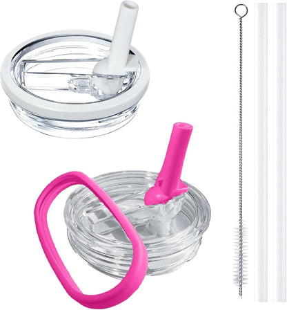 2 Pack Stanley Lid Replacement 40 oz, with Leak Proof and Flip Straw Lid, Stanley Cup Accessories, for Stanley Quencher H2.0 40 oz Tumbler (Only), BPA Free (Milk White)