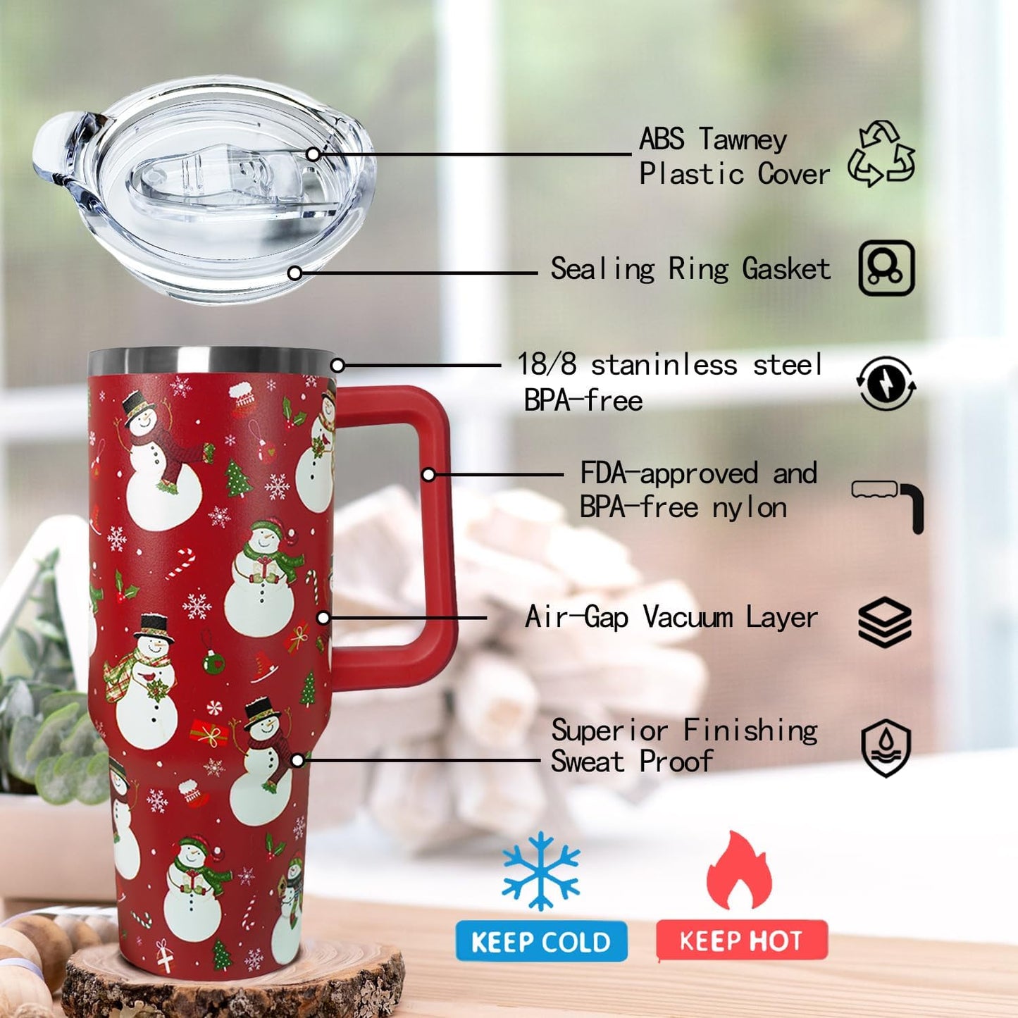 Ceovfoi 40 oz Pickleball Coffee Mug Vacuum Insulated Travel Tumbler with Handle, Lid & Straw - Perfect Pickleball Gifts for Players, Coaches, Lovers | Pickleball Accessories