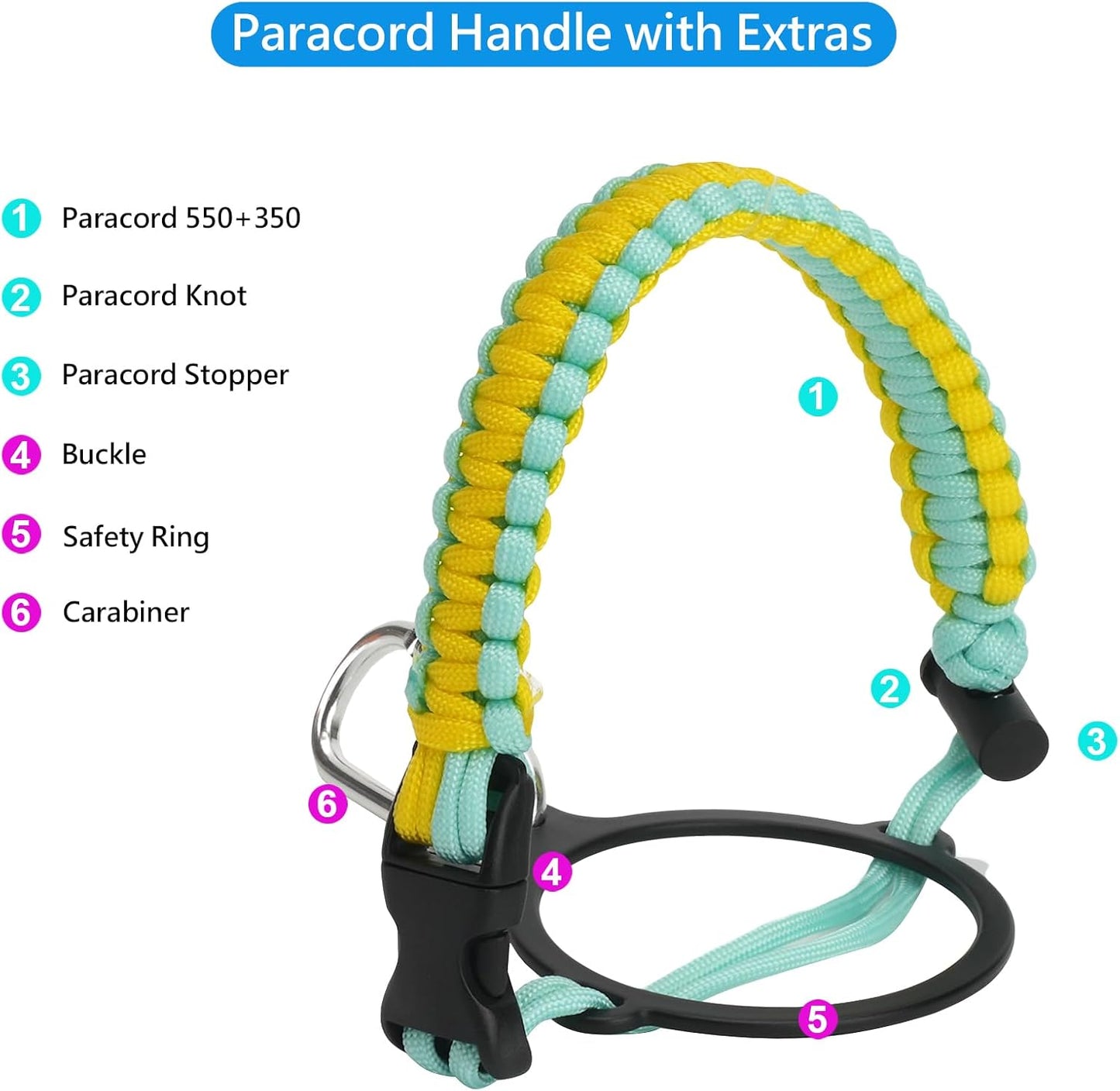 Wongeto Paracord Handle Carrier Holder with Shoulder Strap,Compatible with Hydro Flask Wide Mouth Water Bottles