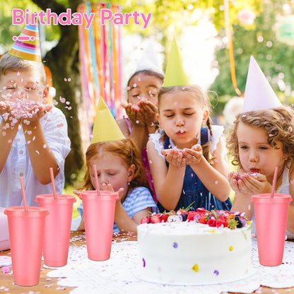 24 Pack Plastic Tumblers with Lids and Straw, Reusable Cups with Lids and Straws Colorful Cups for Cold Drink Iced Coffee, Plastic Tumbler Bulk for Party Birthday Gifts (24 oz, Stylish Colors)