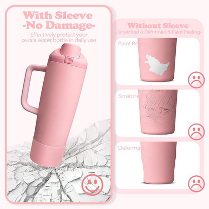2PCS Silicone Boots for Owala 30oz & 40oz FreeSip Sway Bottles & Tumblers – Non-Slip, Scratch-Resistant, Stability Enhancer for Owala Accessories (Eucalyptus Green) - Colors B