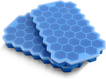 Ice Cube Trays for Freezer with Lid-37 Grid Silicone for Small Ice Cube Molds,Easy-Release Reusable in Organizer Bins or Ice Bucket for Cocktail bar or Iced Coffee Cup