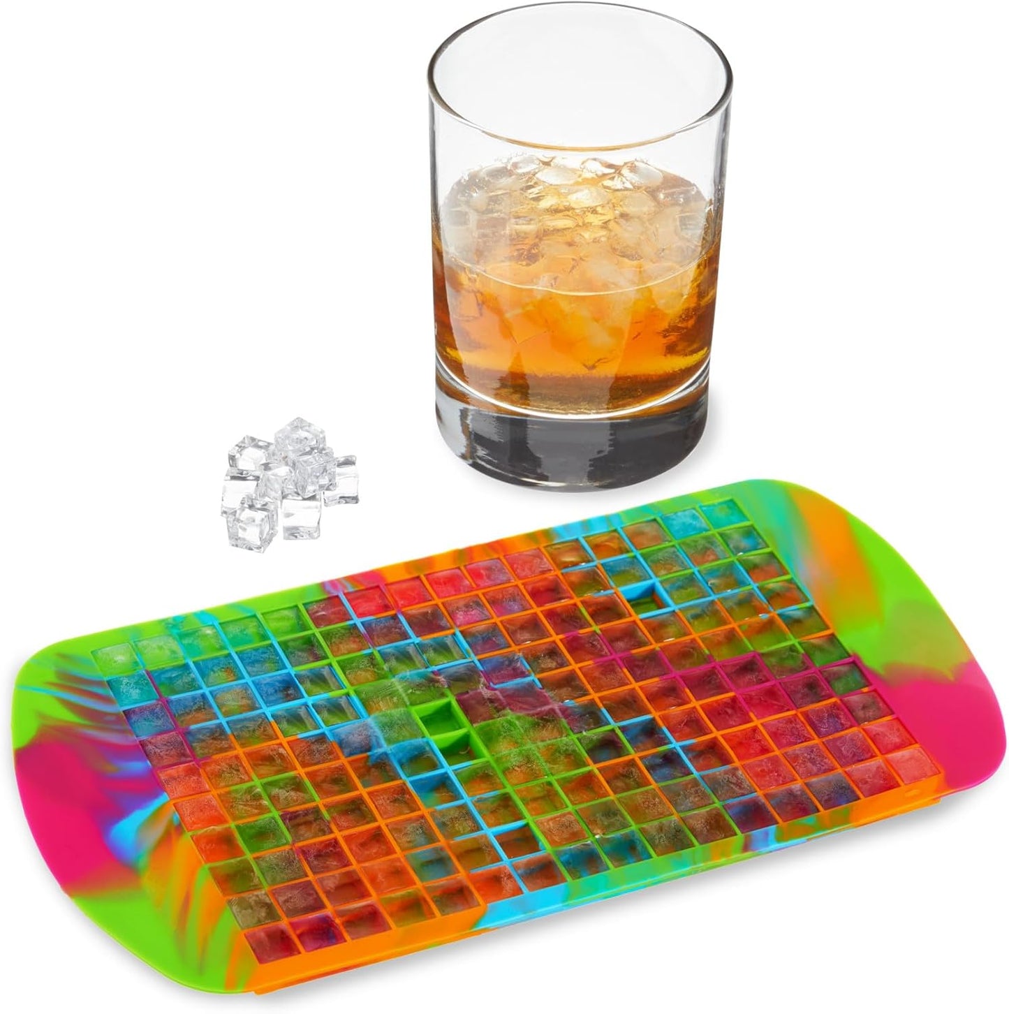 Host Ice Cube Tray, Makes Four 5-Inch Long Cubes, Durable Silicone Trays with Easy Release Design, Perfect for Water Bottles and Highball Glasses, Home Bar Accessories, Set of 1, Marble