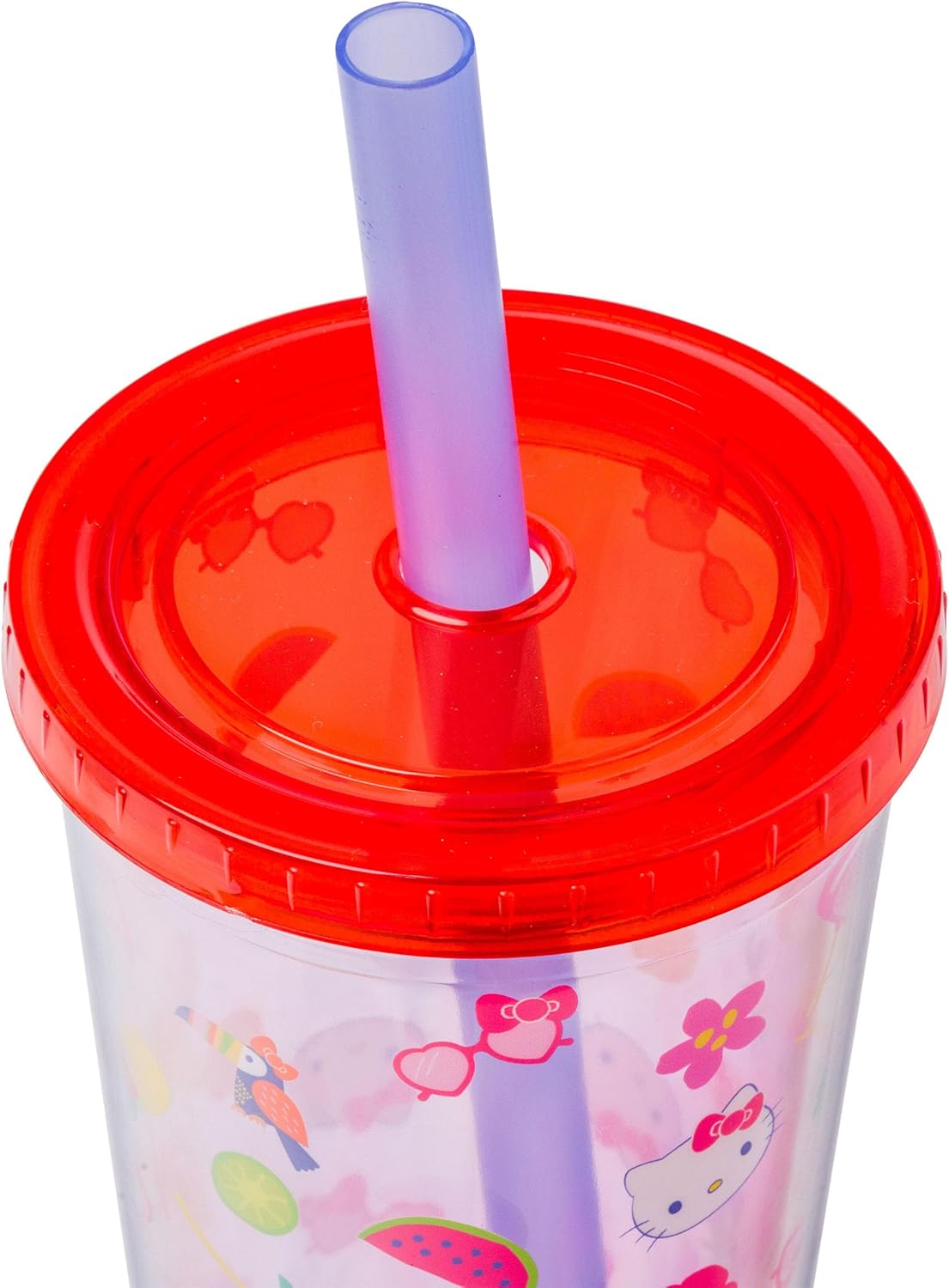 Silver Buffalo Sanrio Hello Kitty Milk Carton Pattern Plastic Boba Tumbler w Lid and Wide Straw, 24 Ounces