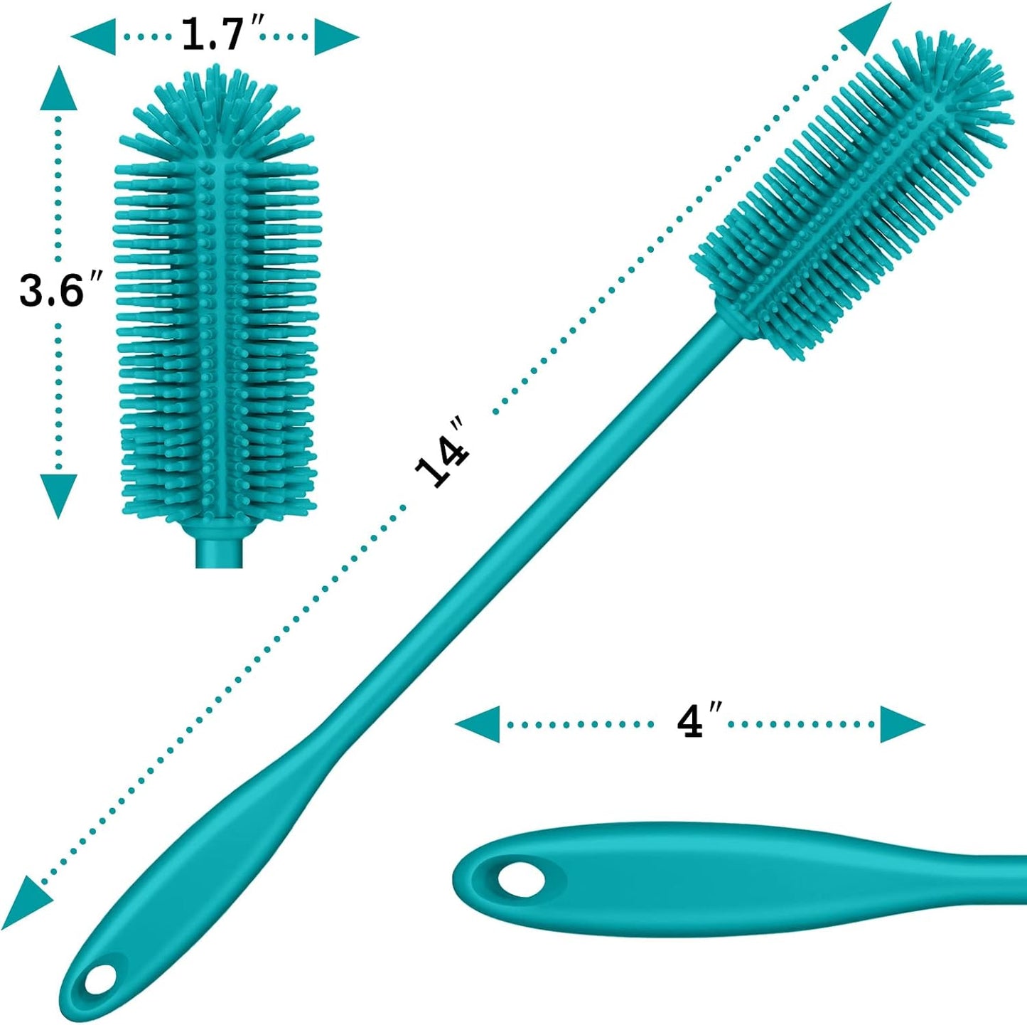 Silicone Bottle Brush, Water Bottle Cleaner Brush with Long Handle, Perfect for Cleaning Narrow Neck Containers, Vacuum Sports Bottle, Tumblers, Flask, Glassware (1 Pack, Charcoal)