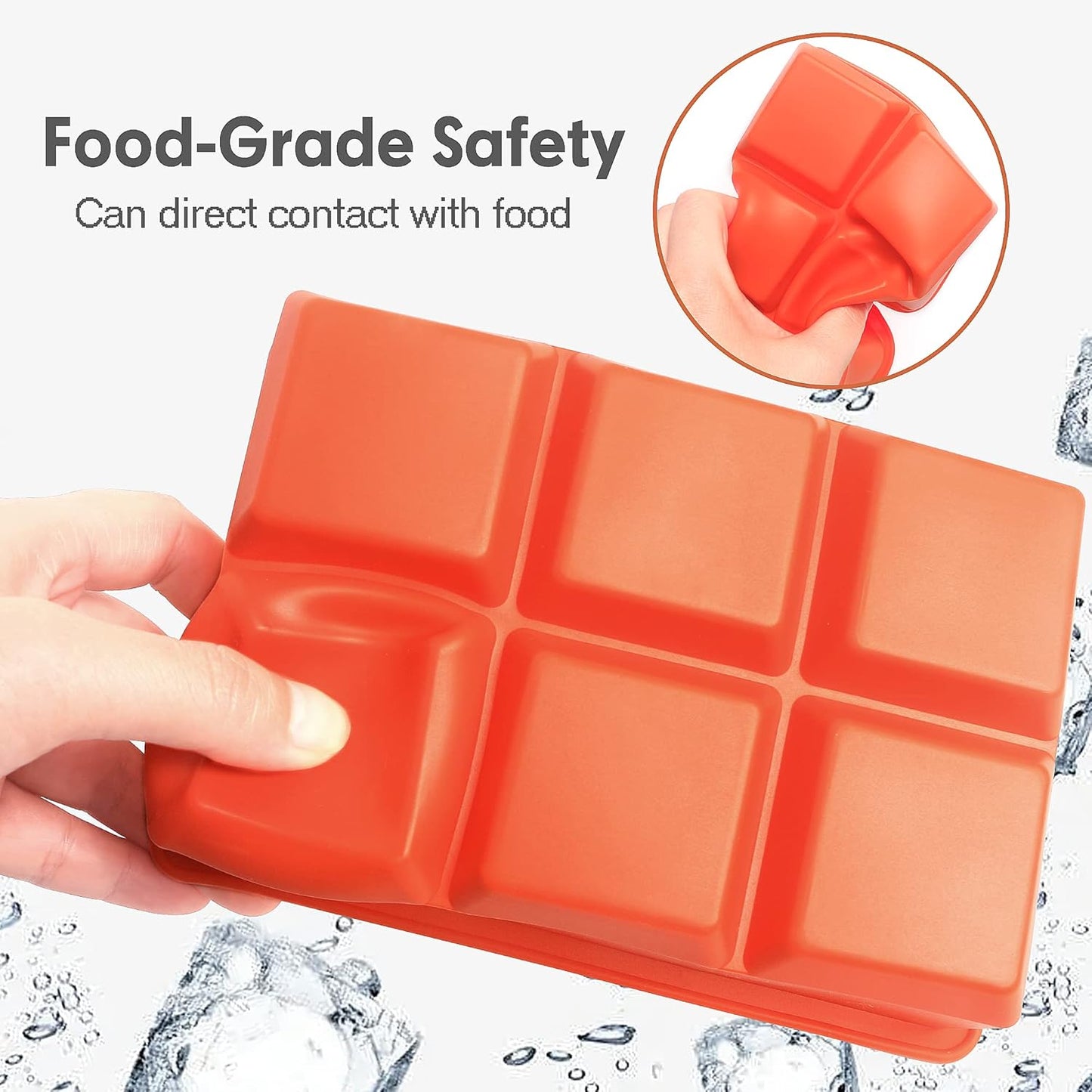 Excnorm Silicone Ice Cube Trays 3 Pack - Large Size Silicone Ice Cube Molds with Leak Proof Removable Lid Square Ice Cube Tray And BPA Free for Cocktail,Whiskey, Stackable Flexible Ice