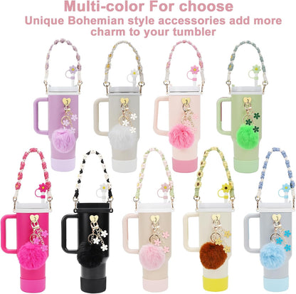 3tyto 13 Pcs Stanley Cup Accessories Set Including Water Bottle Handle Strap, Siliocne Stanley Cup Boot, Siliocne Straw Cover, Stanley Charms for Stanleys Cup 40oz & 30oz Tumbler
