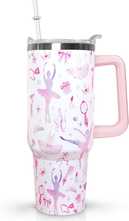 Ceovfoi 40 oz Pickleball Coffee Mug Vacuum Insulated Travel Tumbler with Handle, Lid & Straw - Perfect Pickleball Gifts for Players, Coaches, Lovers | Pickleball Accessories