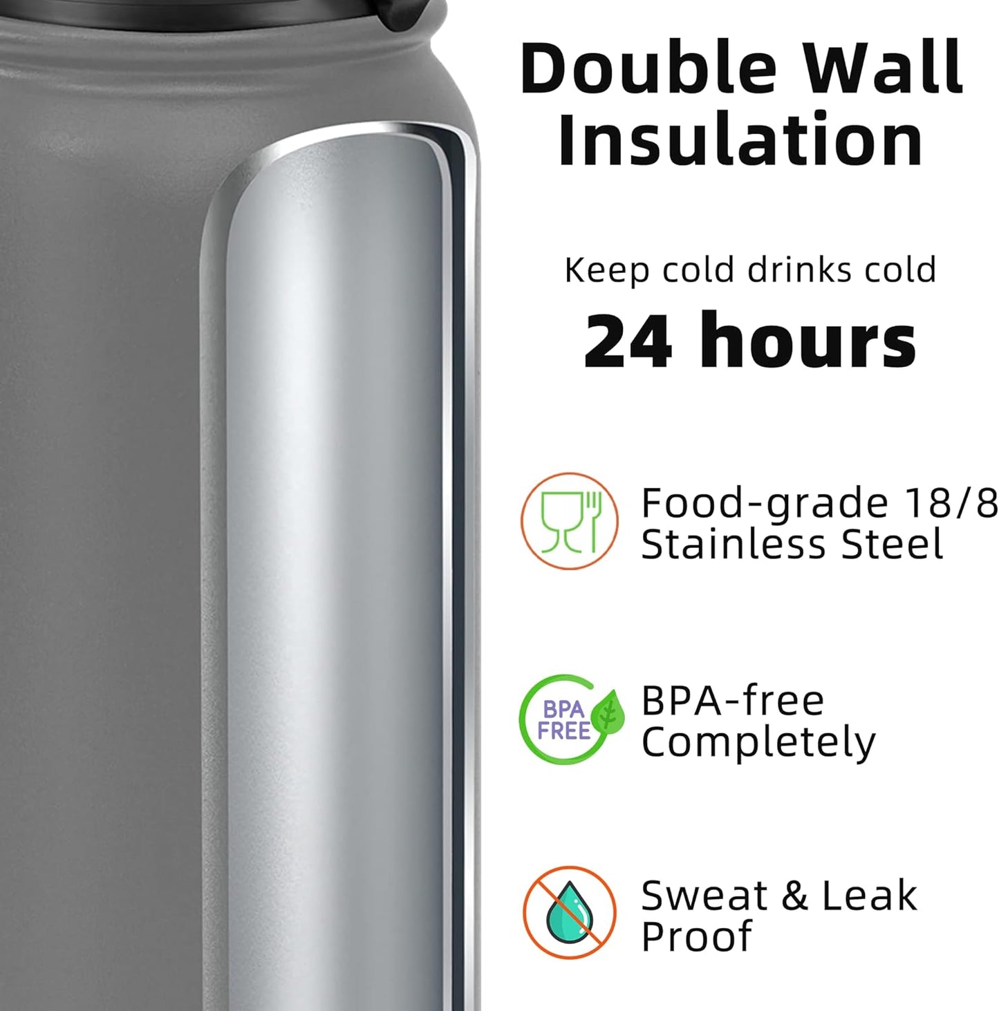 Fanhaw 20 oz Insulated Stainless Steel Water Bottle with Anti-Dust Chug Lid, Leakproof Vacuum Metal Everyday Use Bottle for Kids, Teens & Adults, Back to School Essentials (Green Blue)