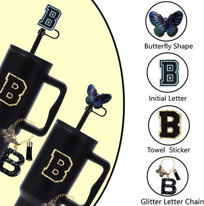 7pcs Cup Accessories for Stanley 30/40oz Tumbler, Handle Strap, Straw Cover, Silicone Boot, Letter Charm Stickers