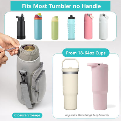 Water Bottle Carrier Bag,Water Bottle Holder with Straps Phone Pockets Fits Stanley Owala 16/24/32/40oz